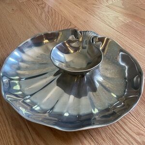 Wilton Armetale Elegant Silver Platter with Dip Bowl